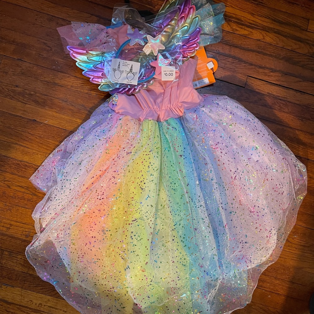 Girls rainbow unicorn dress